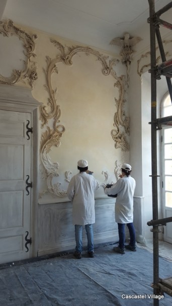 Application du fond mur nord-ouest, vers la Tour