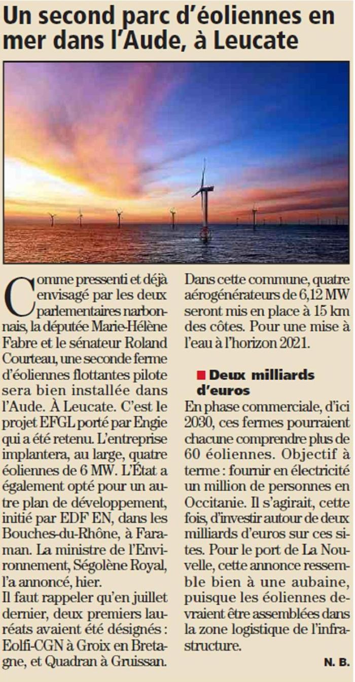 Eolien en mer Leucate