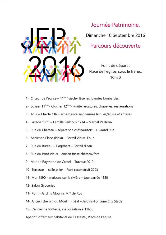 Parcours découverte JEP 2016