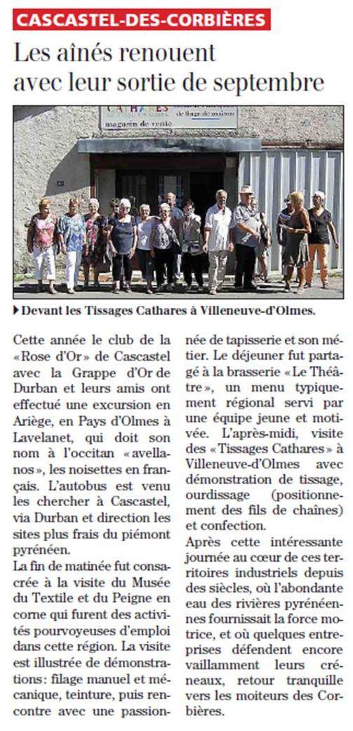 Sortie Septembre Pays d'Olmes