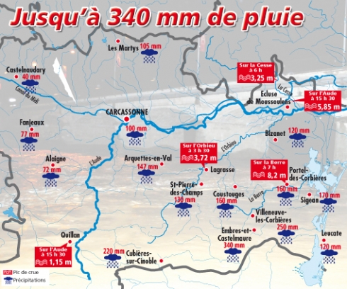 Jusqu'à 340mm de pluie
