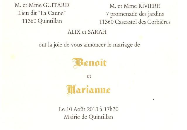 Mariage Marianne Benoit Rivière