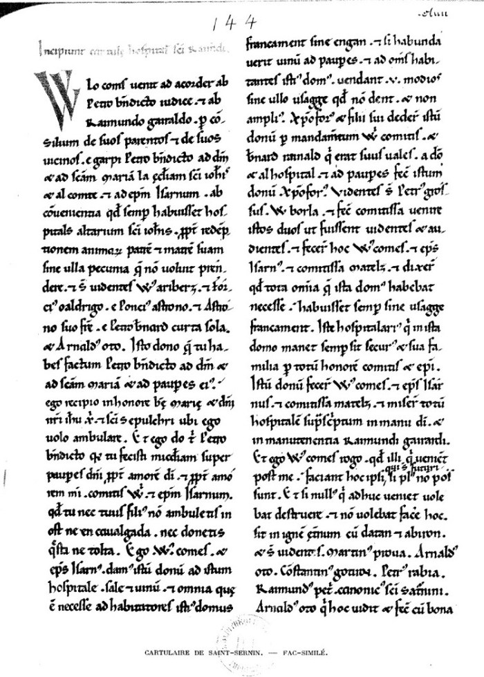 Cartulaire Saint Sernin Toulouse